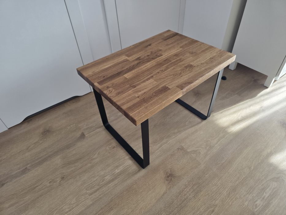 Stolik kawowy loft, naturalny blat dębowy