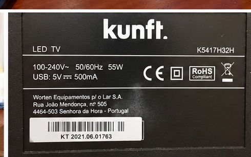 Smart TV Kunft 32 polegadas + comando