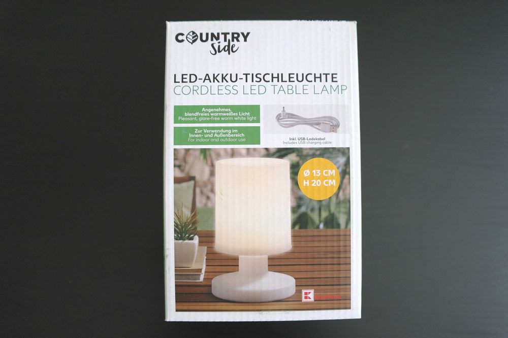 Stołowa lampa akumulatorowa LED Countryside – na taras, do ogrodu, na balkon