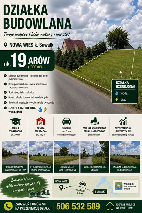 Dzialka budowlana pod Suwalkami