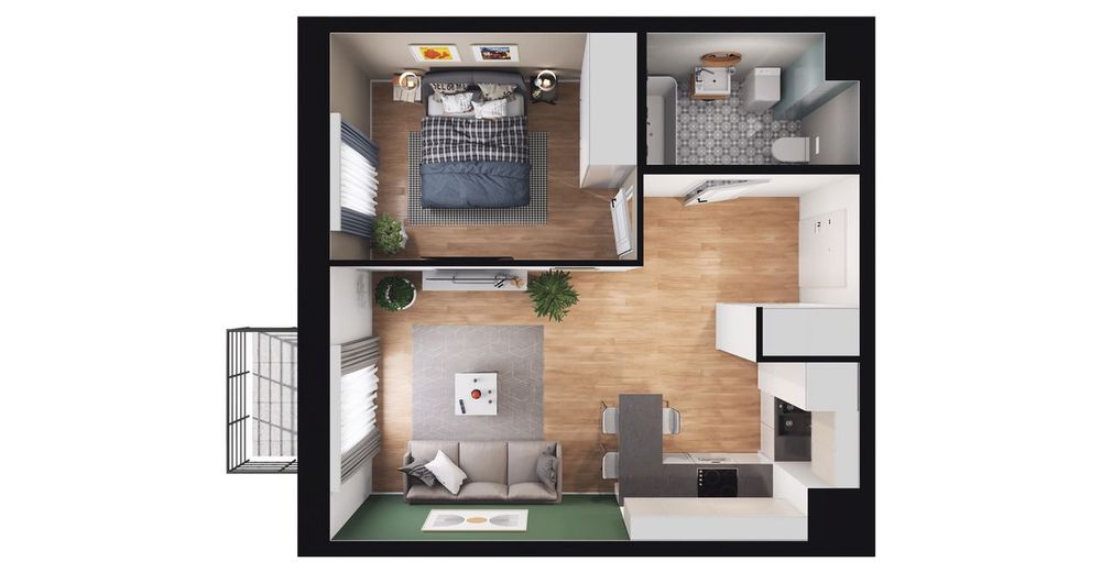 2-pokojowe mieszkanie 39 m² + balkon Bez Prowizji - Widok 3