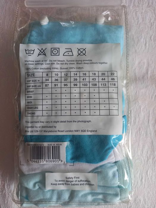 Niebieskie stringi damskie 5 szt. Bawełna