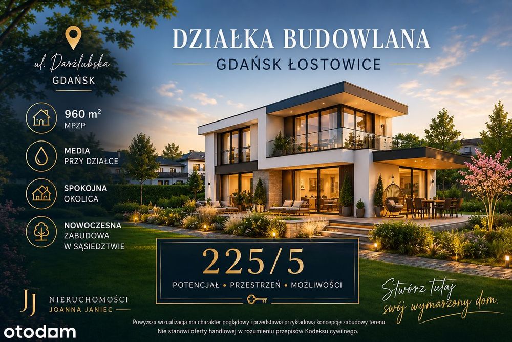 Działka budowlana 960 m² | Gdańsk Łostowice | MPZP