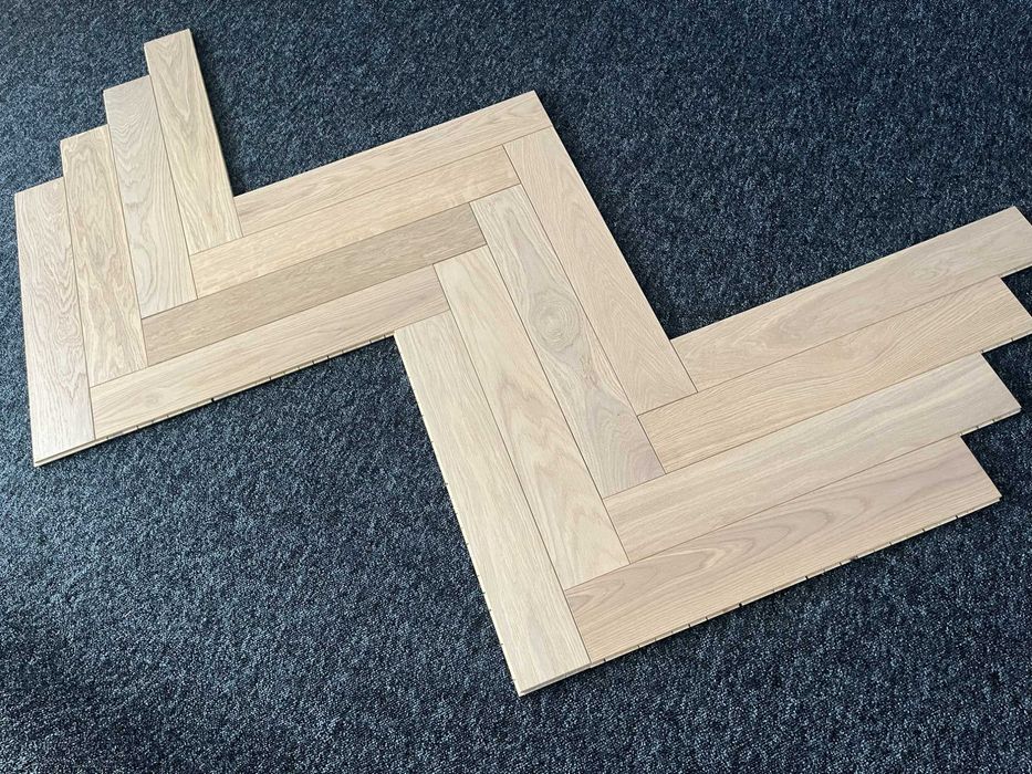 Jodełka klasyczna dębowa 11x120x600 White Biały Olej - Select