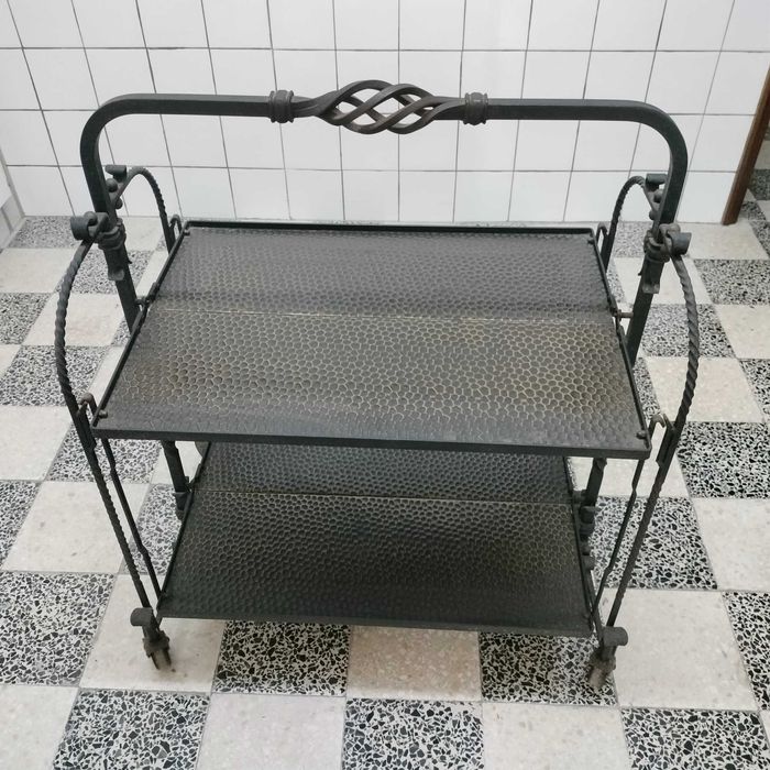 Carrinho de Cozinha/Sala Rustico em ferro - Dobrável - 4 Rodas