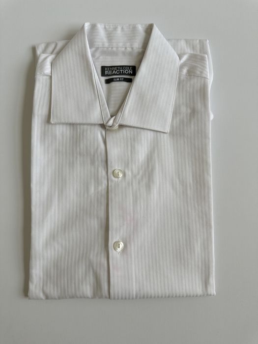 Kenetth Cole Reaction Biała Koszula Slim-Fit Button-Down Dress Shirt L
