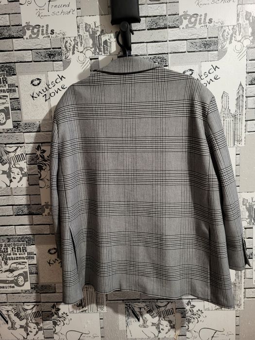 Оверсайз піджак в клітинку з розрізами Zara