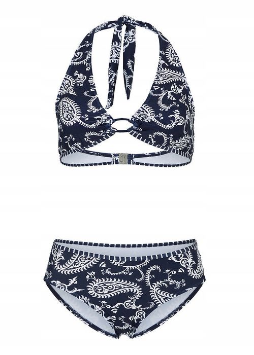 B.P.C bikini z wiązaniem na szyi granatowe we wzory 40.
