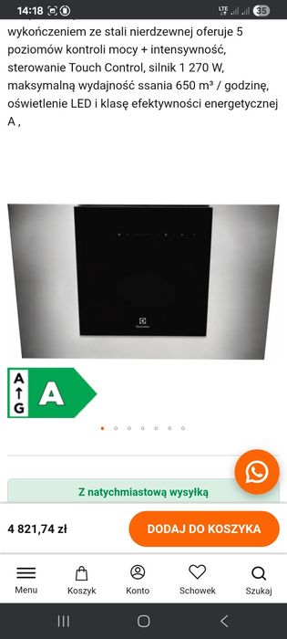 Okap Electrolux EEF80680BX Inox