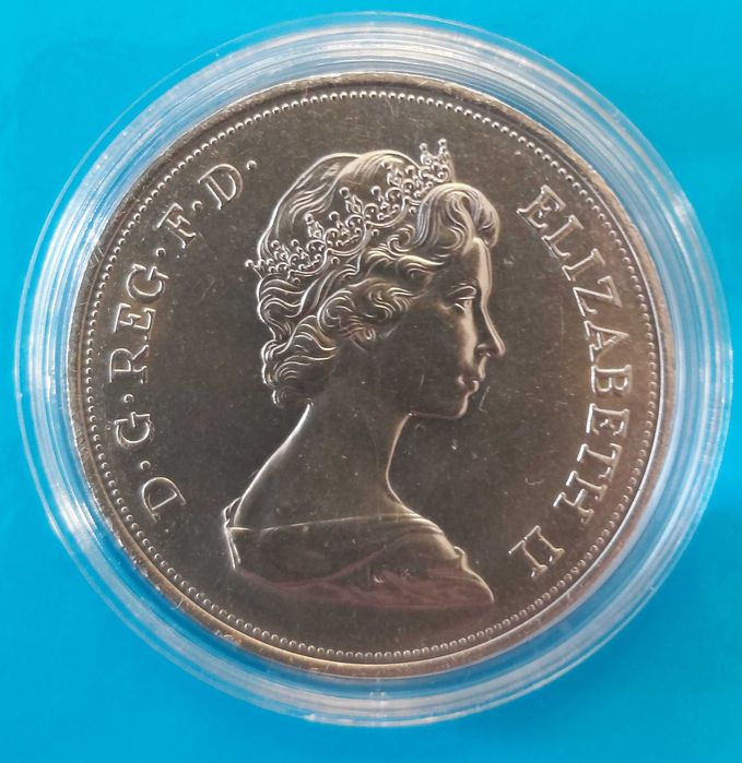 25 Pence de 1972 das Bodas de Prata casamento  da  Rainha Isabel II