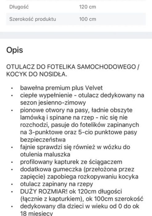 Otulacz do fotelika/ wózka DUŻY
