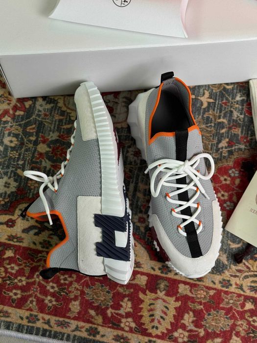 Мужские синие кроссовки Hermes текстильные кеды Эрмес летние кроссовки Ермес ob454