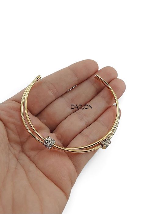 Złota bransoletka S.Steel sztywna typu cuff (otwarta), stal chirurgiczna