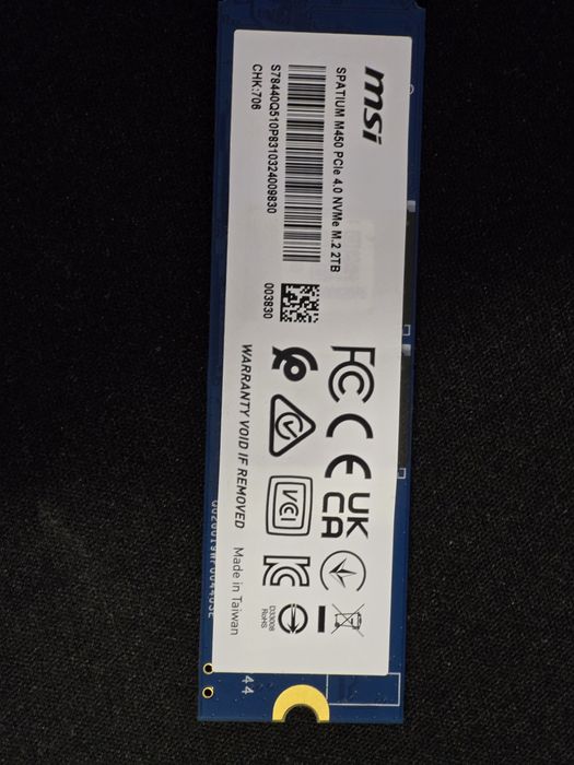 MSI  M450 PCle 4.0 NVMe M.2 2TB SSD 
FCCE

VCI