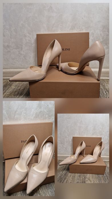 Фиолетовые кожаные слинг бэки туфли на шпильке открытая пятка  лодочки