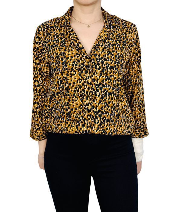 Złota bluzka w panterkę z kołnierzykiem S 36