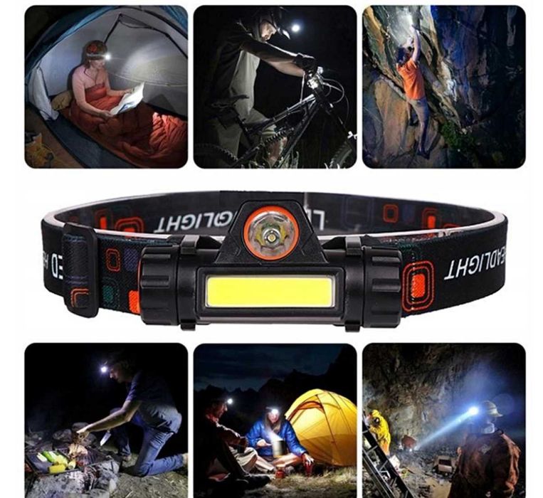 LATARKA CZOŁOWA z magnesem czołówka 4w1 LAMPKA COB