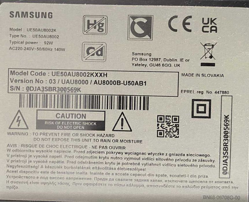 Głośniki telewizora Samsung UE50AU8002KXXH