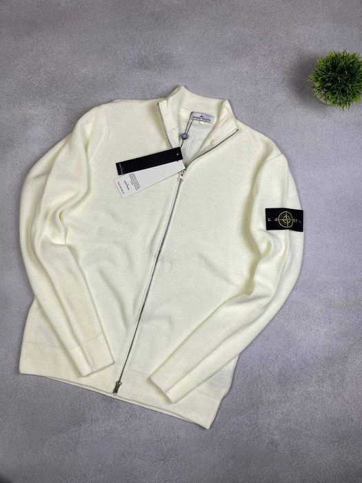 Кардиган Stone Island білий/кофта на замке стоун айленд/зипка стоник