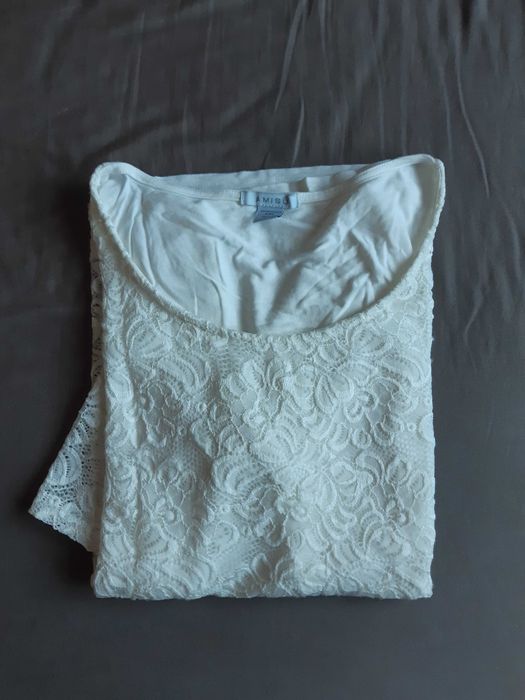 Piękna bluzeczka koronkowa biała elegancka Amisu (New Yorker)