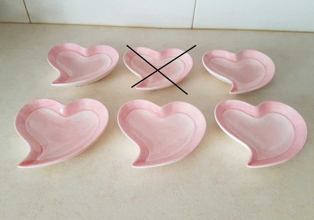 Conjunto 5 pires coração em cerâmica pintados à mão