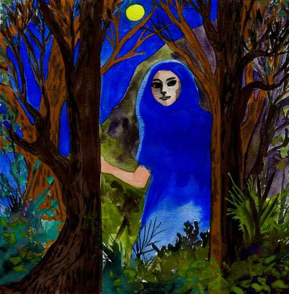 Pintura, ilustraçao, arte, desenho original " hijab feito de noite"