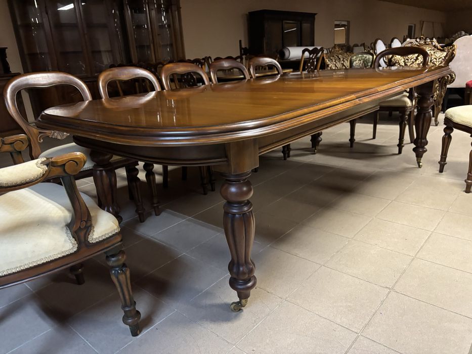 Angielski Zestaw Komplet Rozkładany Stół 8 Krzeseł 12 osób meble styl