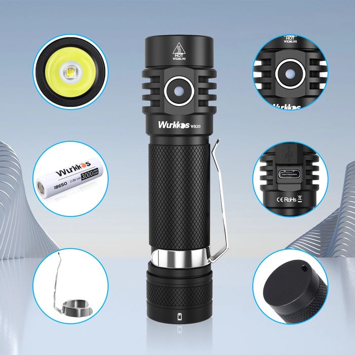 Wurkkos WK03 Sofirn SC18 1800lm SST40 USB C 18650 EDC ліхтар