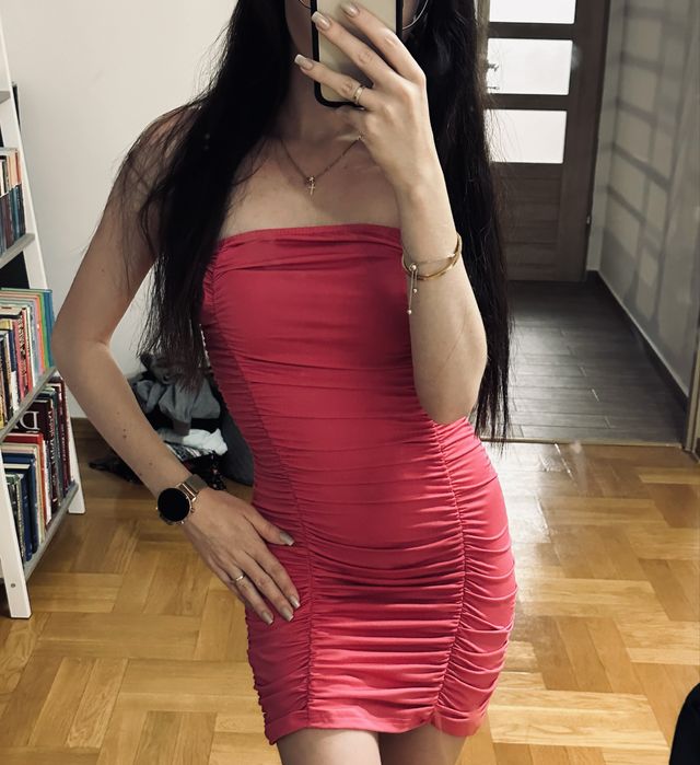 Sukienka xs s różowa mini lato fuksja