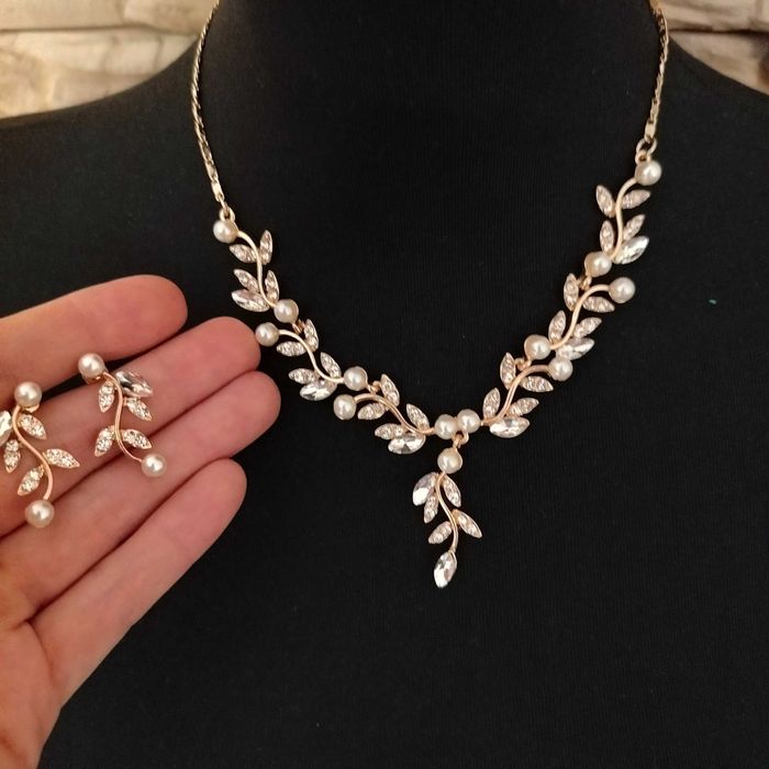 Nowa biżuteria ślubna komplet naszyjnik plus kolczyki