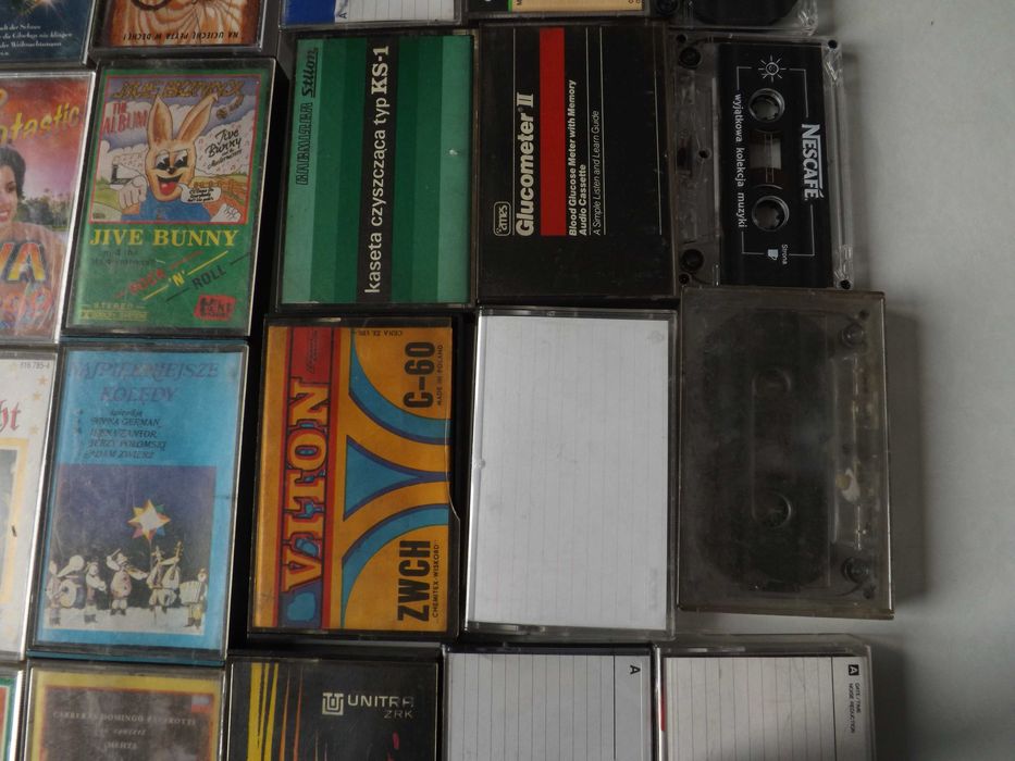 Kasety audio, klasyka, Jarre, Queen, Simon, Demo, czyszcząca i inne.