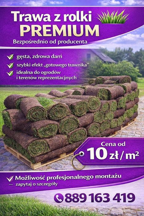 Trawa z rolki trawnika w rolce transport montaż wysyłki
