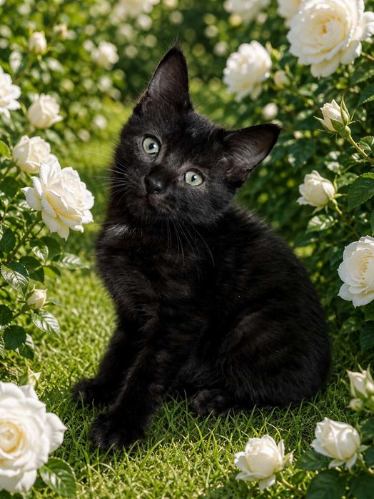 Отдам черного котенка, девочка, 2 месяца