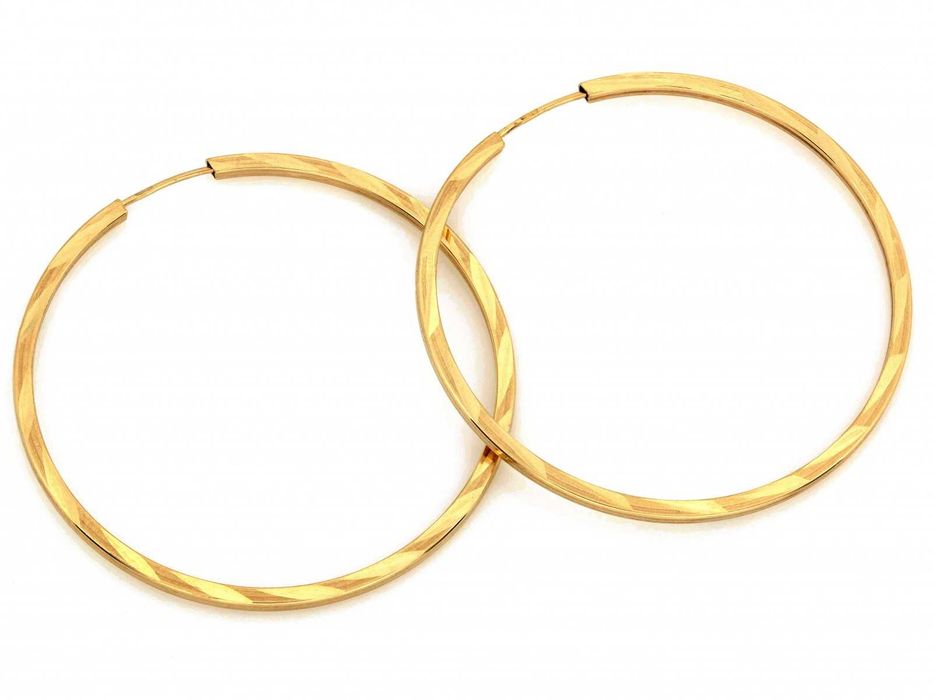 Kolczyki złote duże kółka zdobione szarniry 40 mm PR 585