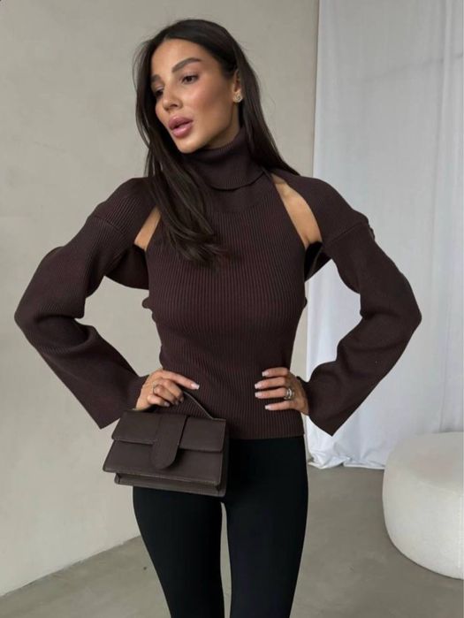 Топ з болеро із золотою застібкою жіночий. Кардиган жіночий. Светр