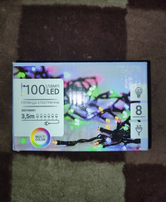 Гирлянда Новогодняя на ёлку,декор,100 LED ламп,3,5 метра.