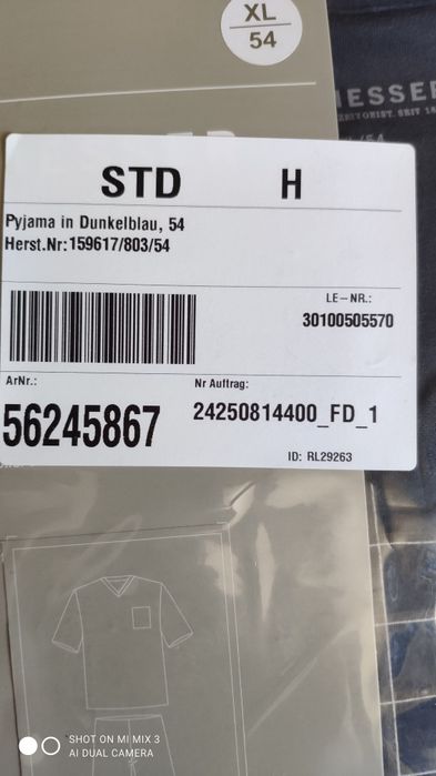 Schiesser granatowa piżama męska rozm XL 54