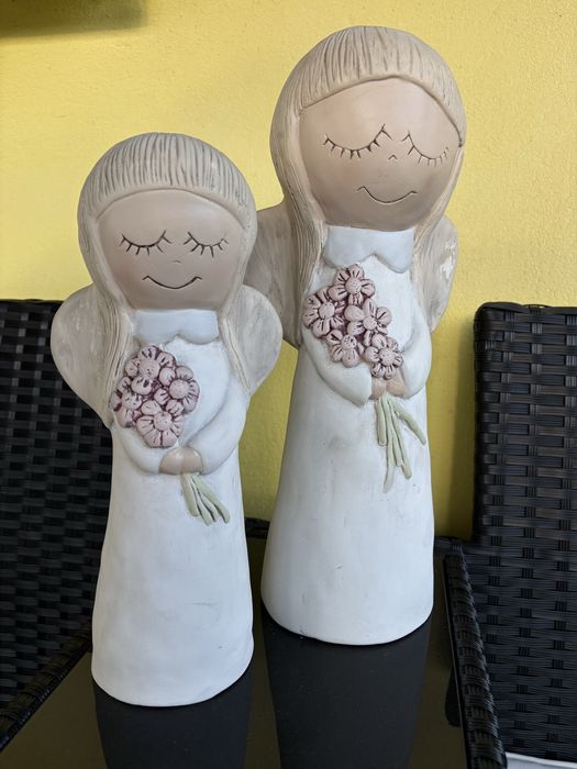 Ozdobne gliniane aniołki figurki dekoracja