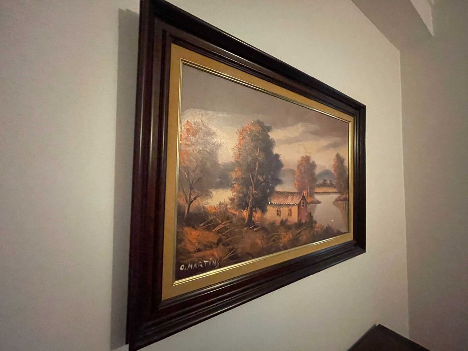Quadro a Óleo Assinado "O. Martins" com Moldura Clássica