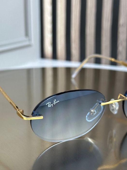 Сонцезахисні окуляри Ray-Ban RB3767 золото блакитна лінза овальні безоправні унісекс