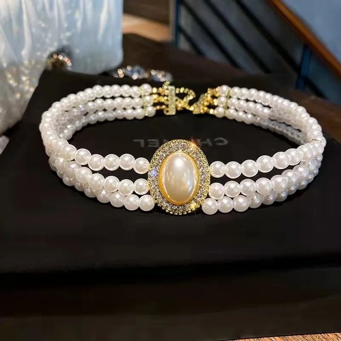 Чокер з перлинами, кольє жіноче, намисто буси, трендовий ланцюжок