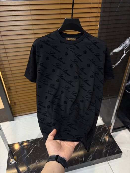 Футболка Loro Piana чорна чоловіча футболка лоро піана чорна чоловіча