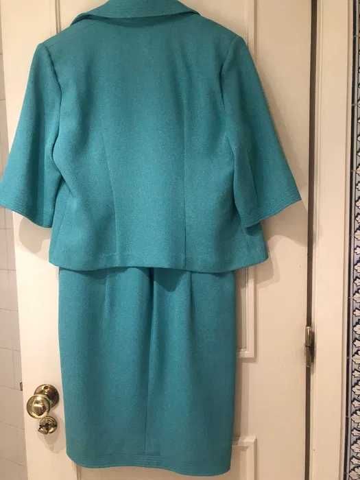 Vestido azul turquesa com bolero marca exclusiva Leonor Ferreira