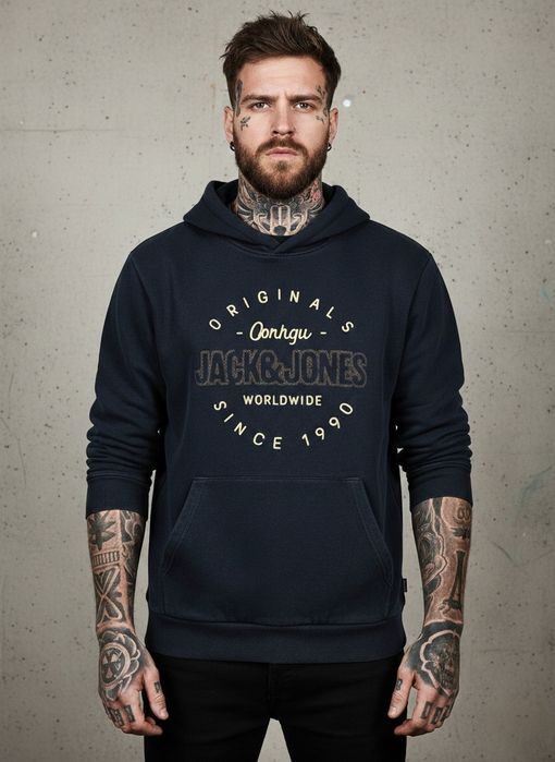 Худи Jack & Jones / Толстовка с капюшоном / Синяя кофта / Размер S