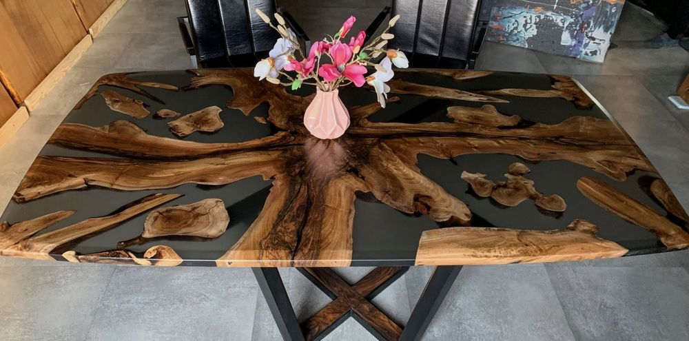 Новый Стол Уникальный VOLLMER Tables Slab 180x100x4 см Орех&Эпоксидка