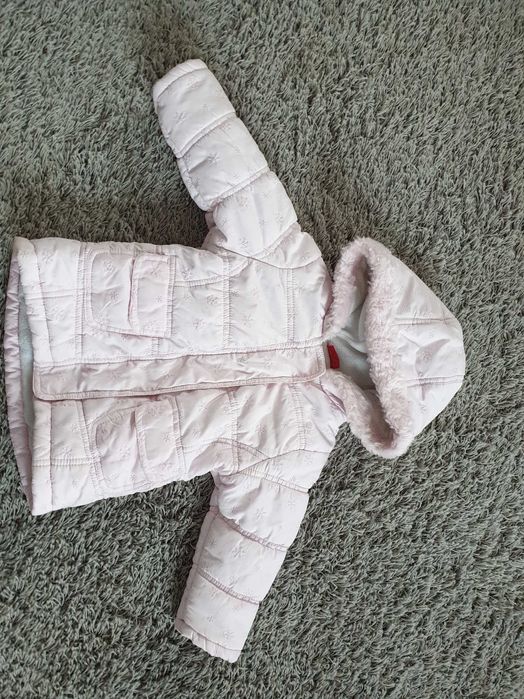 Kurteczka zimowa roz 80 9-12 mc pudrowy róż futerko