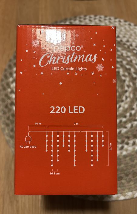 Lampki ozdobne świąteczne 220 led 7 metrów kurtyna