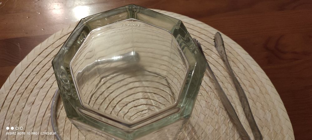 Balde de gelo em cristal e pinça