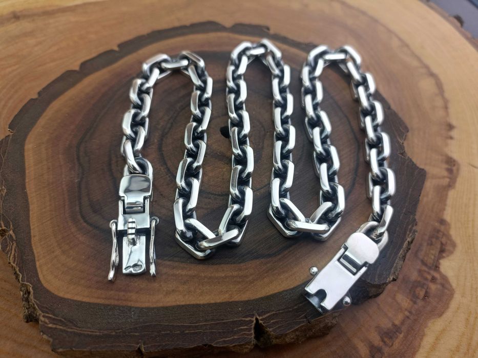 Серебряная большая цепочка Якорная, полновесная. Срібний ланцюг Якір