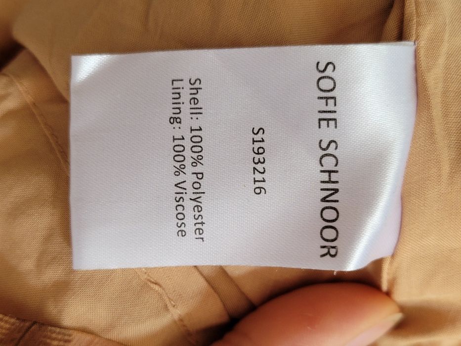 Beżowa elegancka długa spódnica we wzory z falbanami premium Sofię Sch